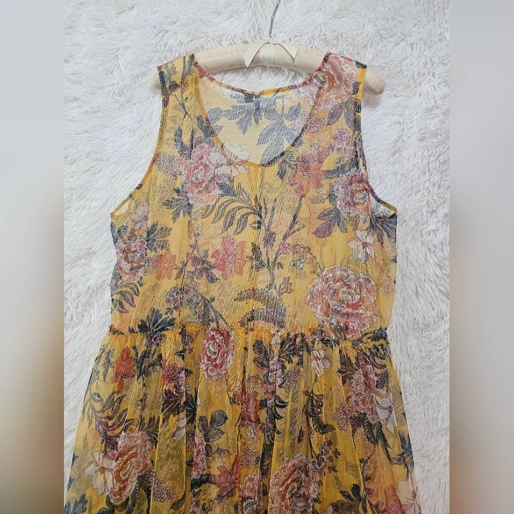 Cato Mustard Floral Sleeveless Tunic 26/28 Like New - Picture 10 of 11